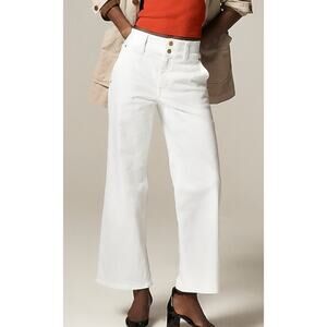 NWT w/flaw J. Crew Petite slim-wide white denim jeans with stacked buttons 28P